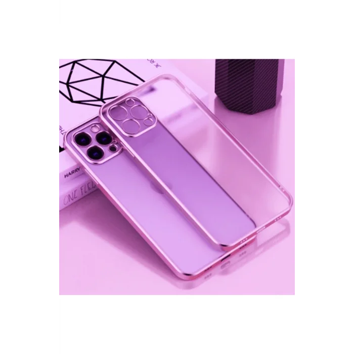 iPhone 11 Pro Max 6.5inç Renkli Kenar Şeffaf Kılıf Kamera Korumalı Kılıf-(577 - EMTHBA1101-9