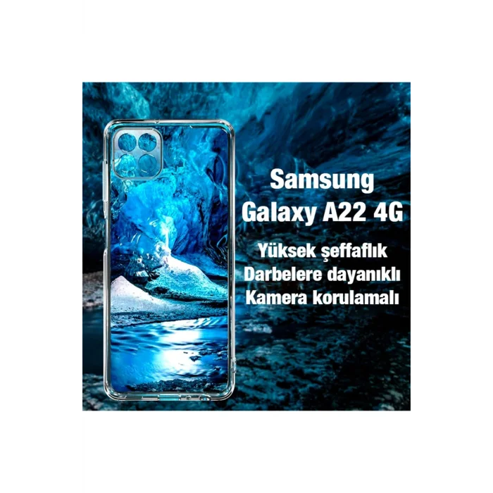 ALLY SM Galaxy A22 4G Kılıf Kamera Korumalı Ultra İnce Şeffaf Silikon Kılıf-( - EMTHBA7579-3