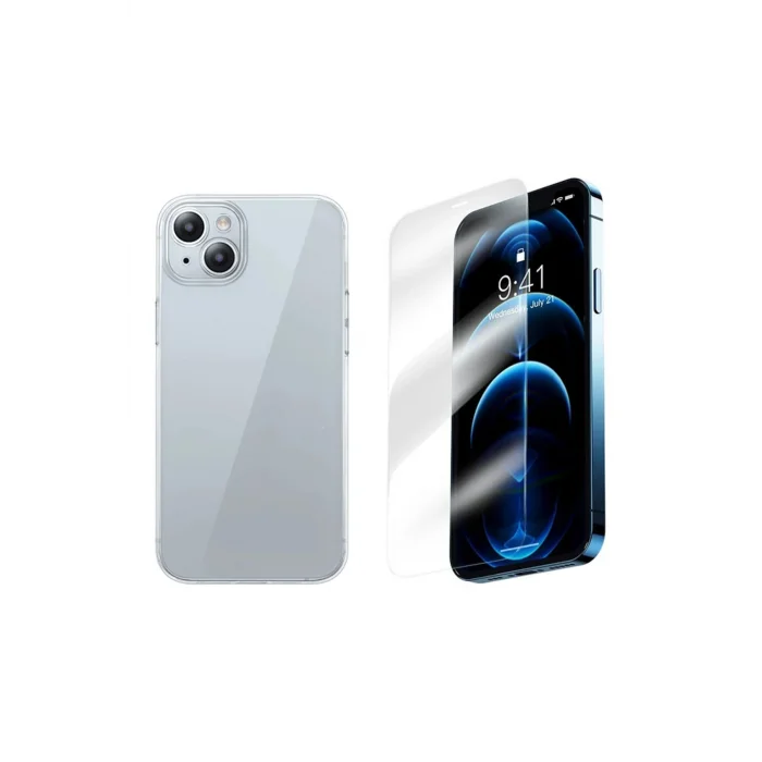 iPhone 15 Plus Corning Serisi Silikon Kılıf + Tempered Ekran Koruyucu Set-(5775) - captainsmoda16