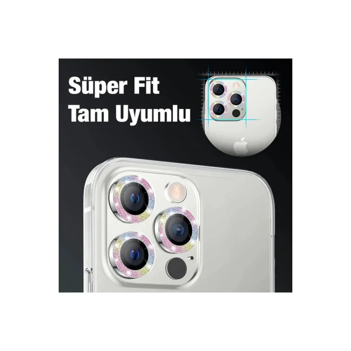 ALLY İphone 12 Pro Max 3D Metal Çerçeveli Kamera Lens Koruyucu-(5775) - EMTHBA3590-9271