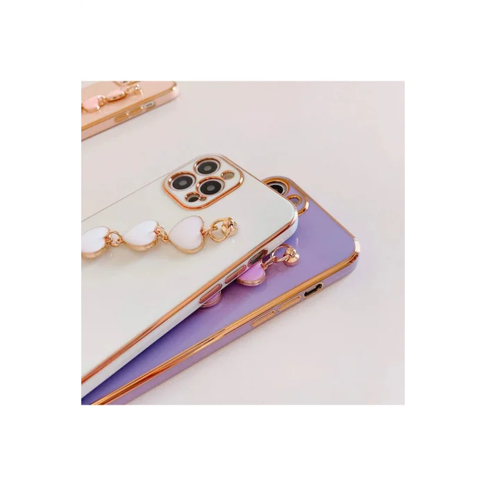 Ally iPhone 11 Pro Max 6.5inç Kılıf Kalp Bileklik Tutuculu Lüx Silikon Askılı - EMTHBA1589-7