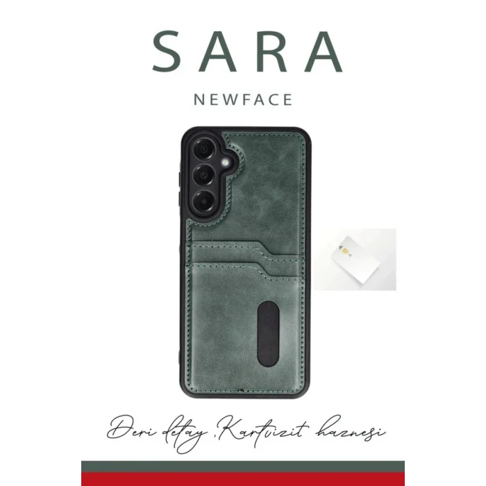 Samsung Galaxy A16 5G Kılıf Sara Kartvizitli Deri Kılıf - Taba-(5796) - ESZAOC1141-6492