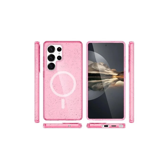 Samsung Galaxy S24 Ultra Kılıf Glow Magsafe Kapak - Pembe-(5796) - ESZAOC9306-7619