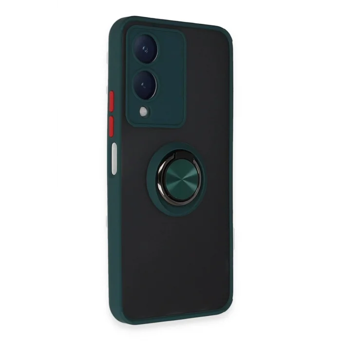 Vivo Y17S Kılıf Montreal Yüzüklü Silikon Kapak - Yeşil-(5796) - EMTHBA8160-7141