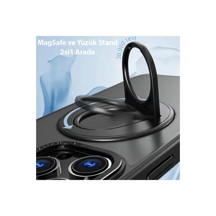 ALLY iPhone 14 Pro Max İçin Magsafe Uyumlu Yüzük Standlı Manyetik Silikon Kıl? - EMTHBA4970-2