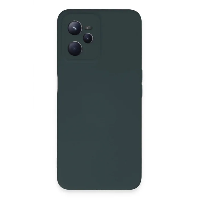 Realme C35 Kılıf Nano içi Kadife Silikon - Koyu Yeşil-(5796) - EMTHBA4925-7713