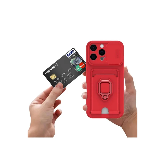 iPhone 16 Kılıf Zuma Kartvizitli Yüzüklü Silikon - Lacivert-(5796) - ERFI6273-4175