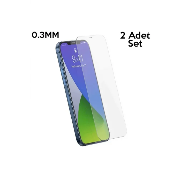 İPhone 12 Pro Max uyumlu 6.7 0.3mm Ful Tempered Cam Ekran Koruyucu 2 Adet Set-(5775)