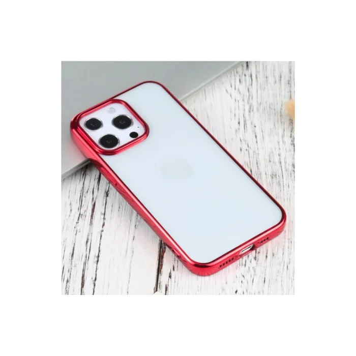 iPhone 13 Pro Max 6.7inç Lazer Kaplama Renkli Kenar Şeffaf Kılıf-(5775) - HBY8237-7562