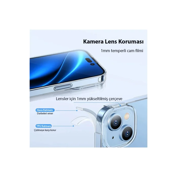 Simple Case iPhone 14 Plus 6.7 Kamera Korumalı İnce Silikon Şeffaf Kılıf-(5775) - najmaddin980