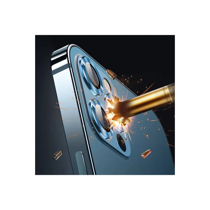 USAMS İPhone 12 - 12 Mini 3D Metal Çerçeveli Kamera Lens Koruyucu-(5775) - EMTHBA4089-5142
