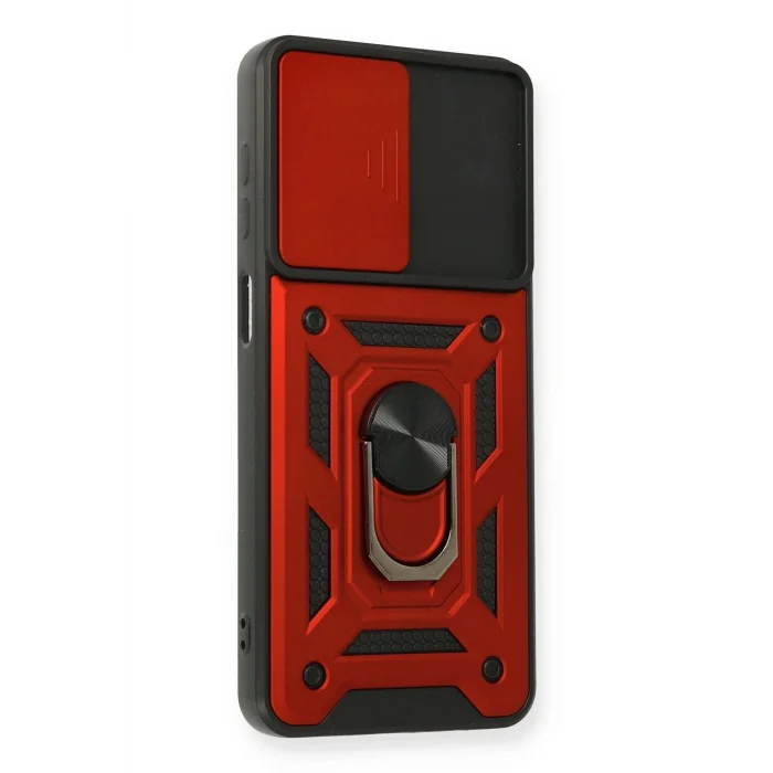 Samsung Galaxy A12 Kılıf Pars Lens Yüzüklü Silikon - Kırmızı-(5796) - EMTHBA6921-9601