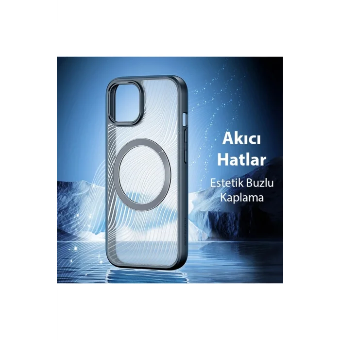 Dux Ducis iPhone 15 Plus Aimo Series MagSafe Premium Buzlu Sert PC-TPU Kılıf-(5775)
