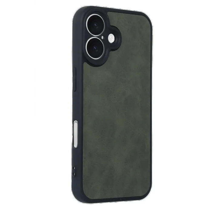 iPhone 16 Kılıf Aras Deri Kapak - Koyu Yeşil-(5796) - EMTHBA6136-3235