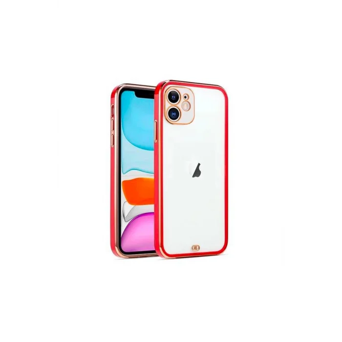 iPhone 12 6.1inç Gold Çerçeve Kamera Korumalı Silikon Bumper Kılıf-(5775) - EMTHBA1214-1798