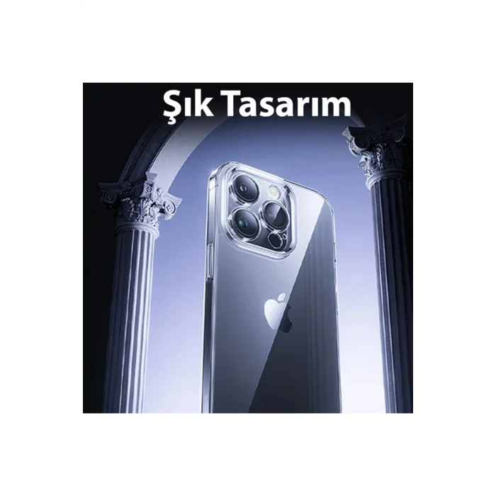 iPhone 15 Schott Serisi Şeffaf Silikon Kılıf + Tempered Ekran Koruyucu Set-(5775) - EMTHBA6773-7