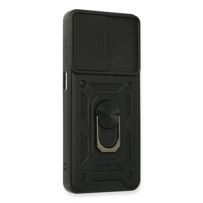 Samsung Galaxy A22 Kılıf Pars Lens Yüzüklü Silikon - Siyah-(5796) - EMTHBA1379-5010