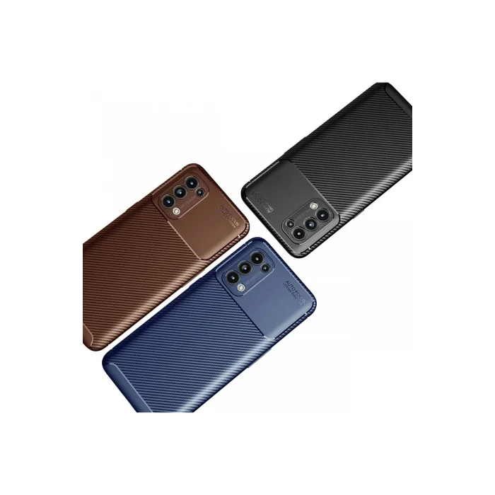 Oppo Reno 5 Kılıf Auto Focus Karbon Kapak - Kahverengi-(5796) - EMTHBA9602-1054