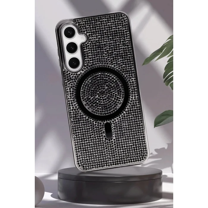 Samsung Galaxy S23 Kılıf Diamond Magsafe Kapak - Gold-(5796) - EMTHBA3206-5033