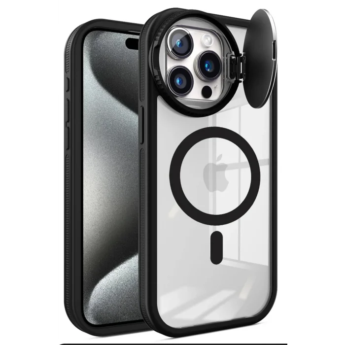 iPhone 14 Pro Max Kılıf Teleskop Lens Magsafe Silikon Kapak - Siyah-(5796) - EMTHBA7176-1213