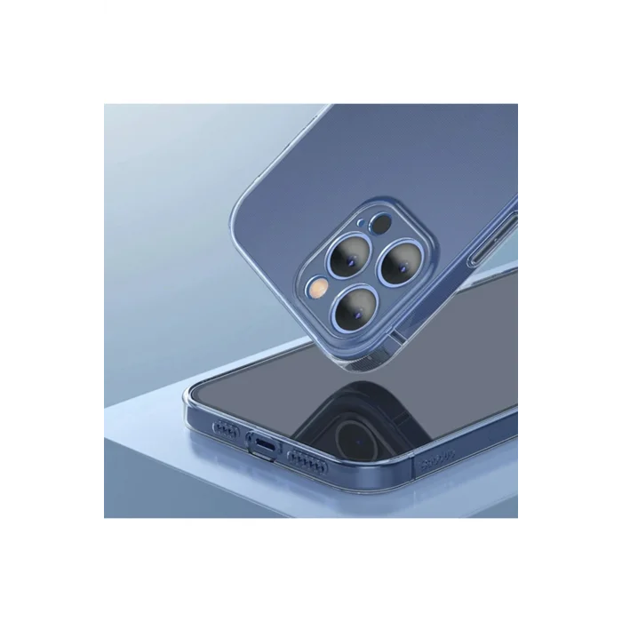 Simple Case İPhone 12 Pro Max  uyumlu 6.7 İnce Şeffaf Silikon Kılıf-(5775) - HRN1015-4198