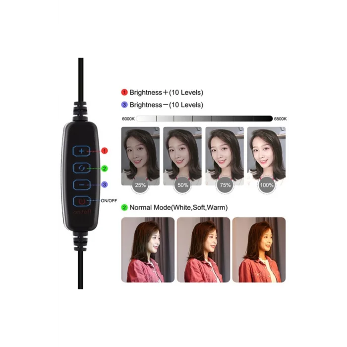 PULUZ 6.2CM PKT3032 Led Işık 16cm Stand YoutuberCanlı Yayın Selfie TikTok Makeup - Ckg2843-9996