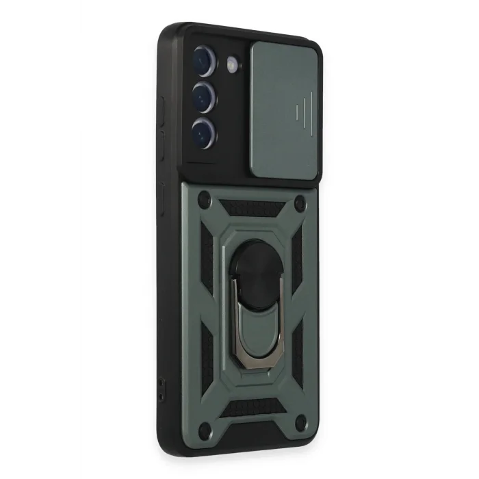 Samsung Galaxy S21 FE Kılıf Pars Lens Yüzüklü Silikon - Yeşil-(5796) - EMTHBA8097-6371