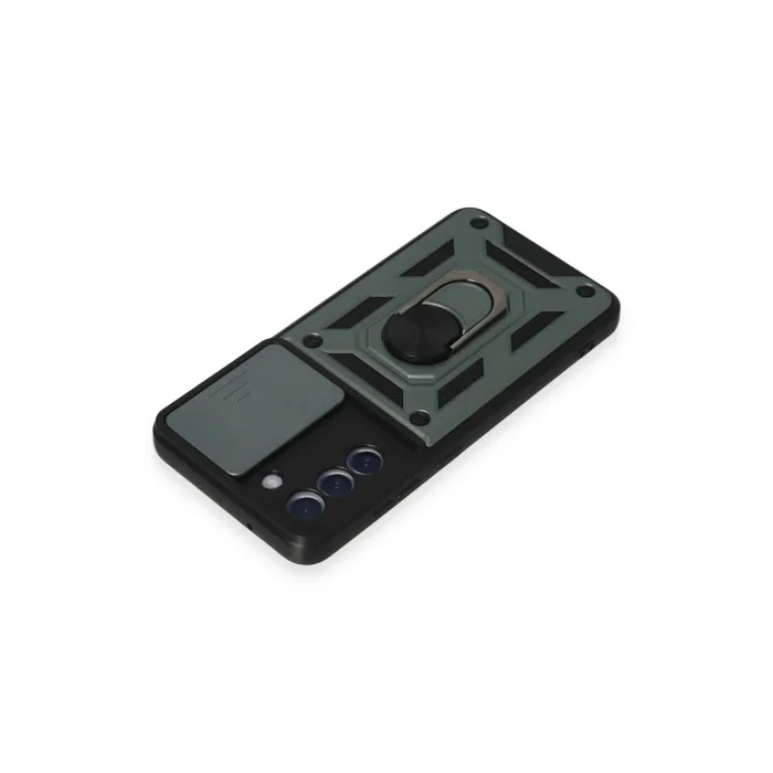 Samsung Galaxy S21 FE Kılıf Pars Lens Yüzüklü Silikon - Yeşil-(5796) - EMTHBA8097-6371