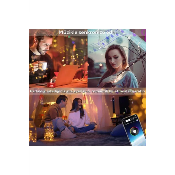 ALLY 5MT 50 LED RGB Bluetooth Telefonla Kontrol Edilen Usb Led Lamba İos-Android-(5 - EMTHBA3226-9