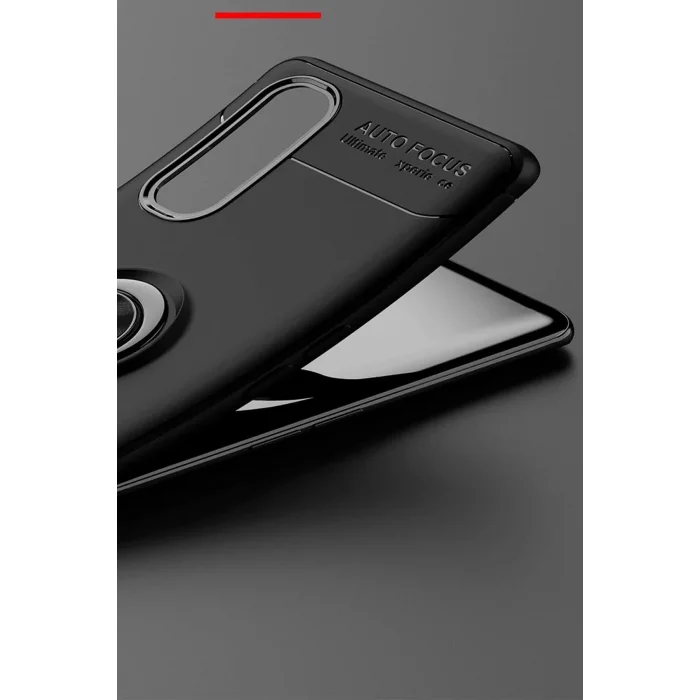 Oppo Find X2 Kılıf Range Yüzüklü Silikon - Siyah-Mavi-(5796) - EMTHBA1798-8473