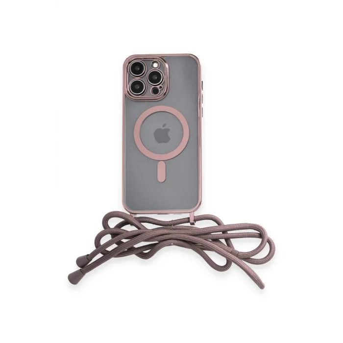 iPhone 12 Pro Max Kılıf Divo Lazer Askılı Magsafe Kapak - Pembe-(5796) - EMTHBA7870-1854