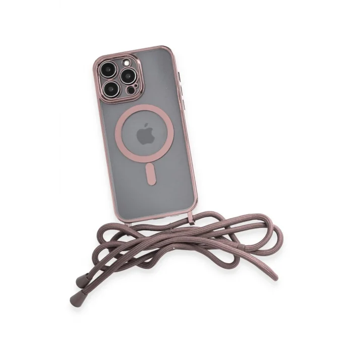 iPhone 12 Pro Max Kılıf Divo Lazer Askılı Magsafe Kapak - Pembe-(5796) - EMTHBA7870-1854