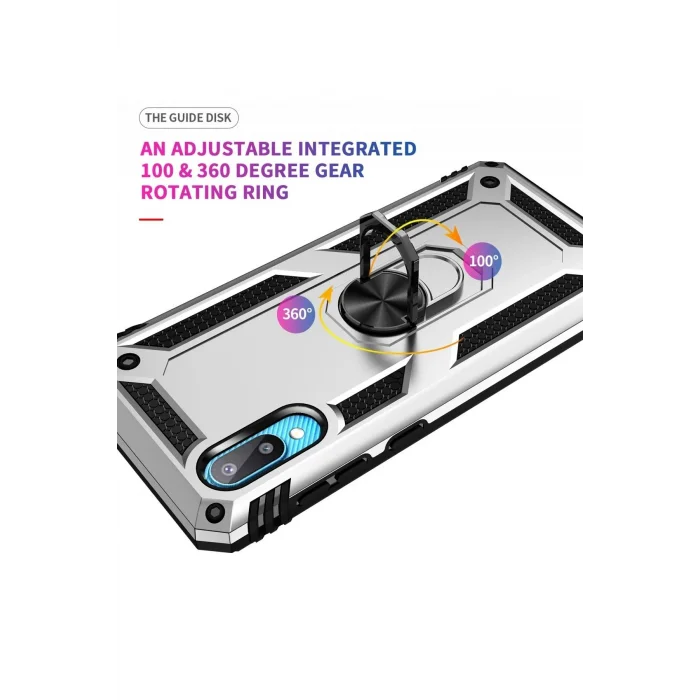 Samsung Galaxy A02 Kılıf Sofya Yüzüklü Silikon Kapak - Gümüş-(5796) - EMTHBA7669-1713