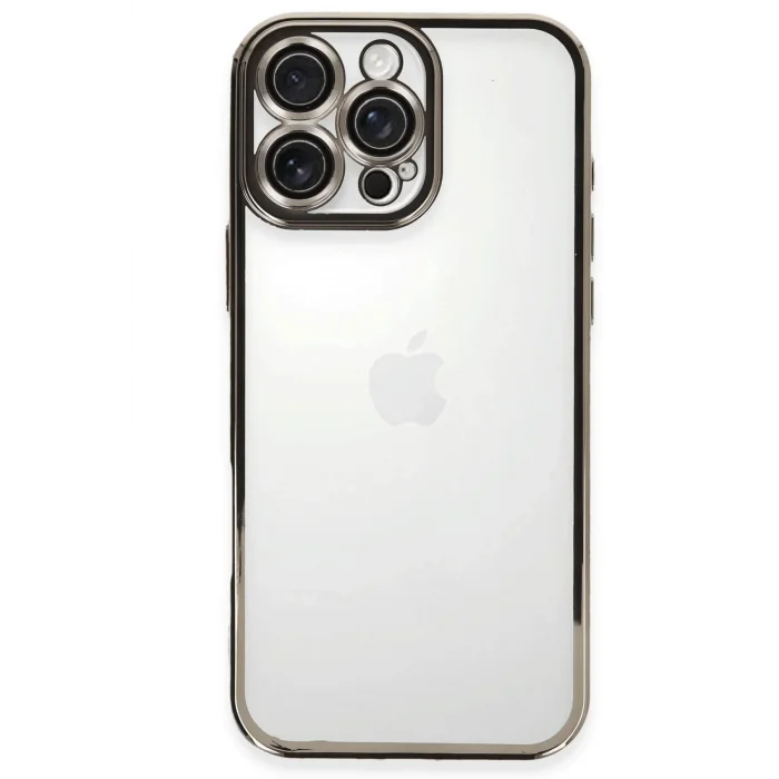 iPhone 16 Pro Kılıf Lensli Silikon - Titanyum Gri-(5796) - EMTHBA4576-5405