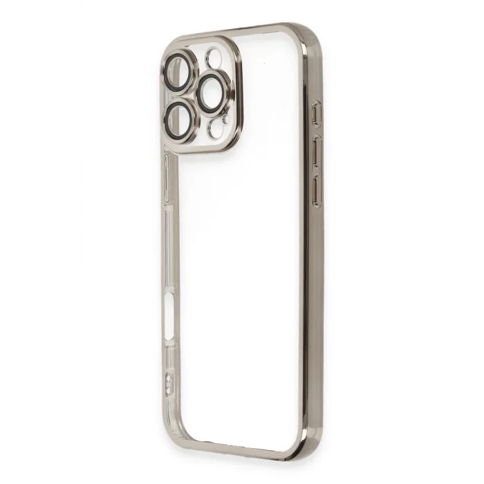 iPhone 16 Pro Kılıf Lensli Silikon - Titanyum Gri-(5796) - EMTHBA4576-5405