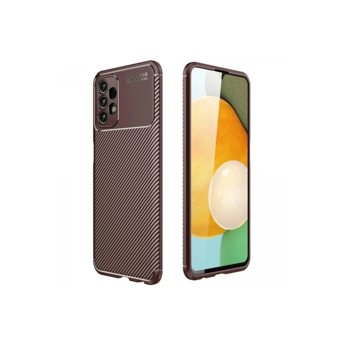 Samsung Galaxy A13 4G Kılıf Auto Focus Karbon Kapak - Kahverengi-(5796) - VOANFD2441-7807