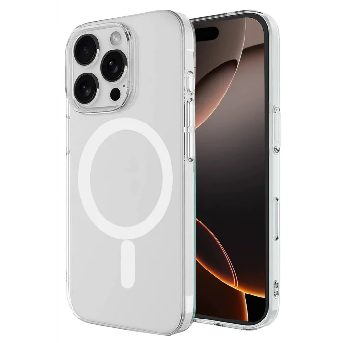 iPhone 16 Pro Kılıf Magneticsafe Şeffaf Silikon - Şeffaf-(5796) - EMTHBA1936-1964
