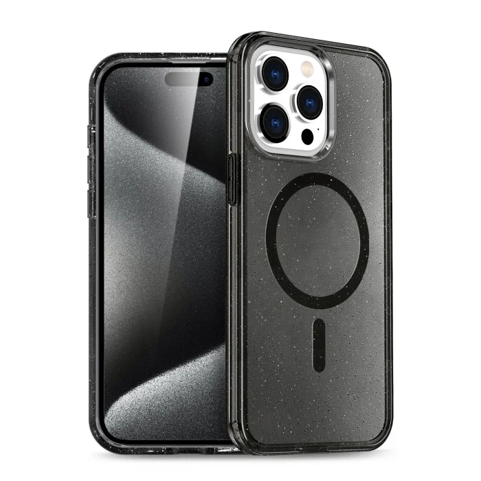 iPhone 14 Pro Kılıf Star Magsafe Kapak - Siyah-(5796) - EMTHBA2399-4996