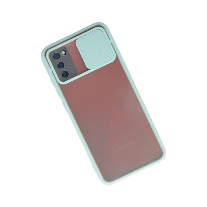 Samsung Galaxy A02S Kılıf Palm Buzlu Kamera Sürgülü Silikon - Turkuaz-(5796) - EMTHBA3990-6136