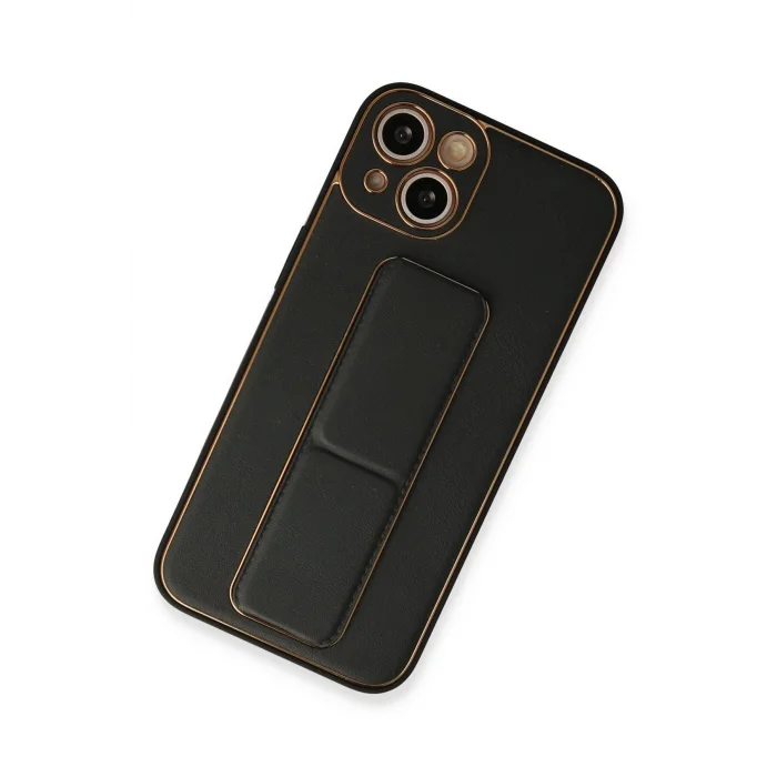 iPhone 13 Kılıf Coco Deri Standlı Kapak - Siyah-(5796) - EMTHBA5800-1308