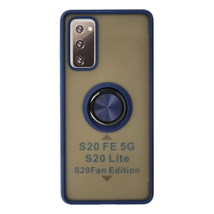 Samsung Galaxy S20 FE Kılıf Montreal Yüzüklü Silikon Kapak - Lacivert-(5796) - EMTHBA1033-8137