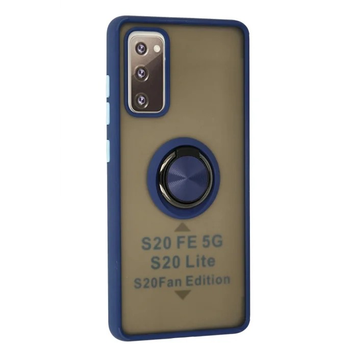 Samsung Galaxy S20 FE Kılıf Montreal Yüzüklü Silikon Kapak - Lacivert-(5796) - EMTHBA1033-8137
