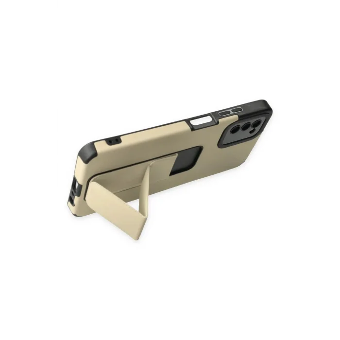 Samsung Galaxy A03S Kılıf Mega Standlı Silikon - Gold-(5796) - EMTHBA4625-3016