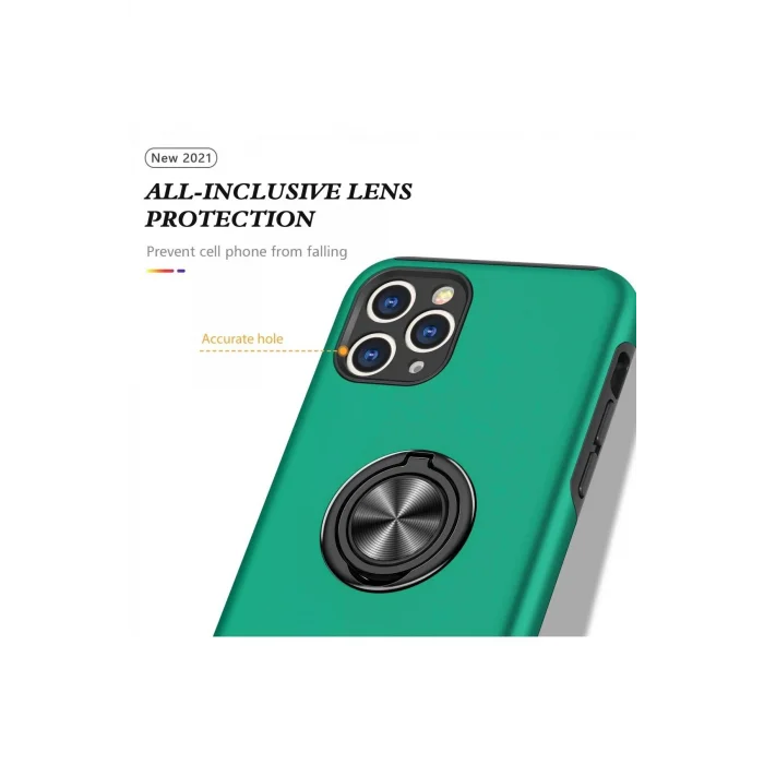 iPhone 11 Pro Max Kılıf Elit Yüzüklü Kapak - Yeşil-(5796) - VOANFD9823-9312