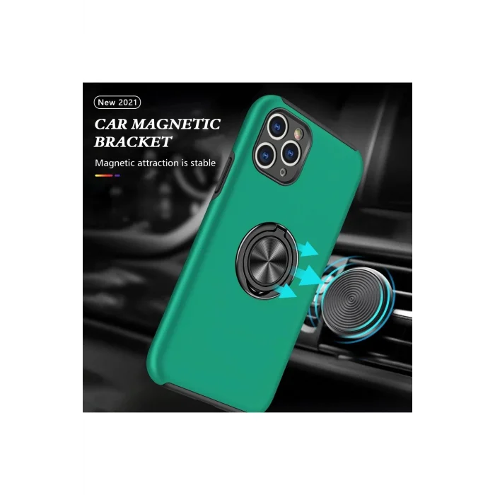 iPhone 11 Pro Max Kılıf Elit Yüzüklü Kapak - Yeşil-(5796) - VOANFD9823-9312