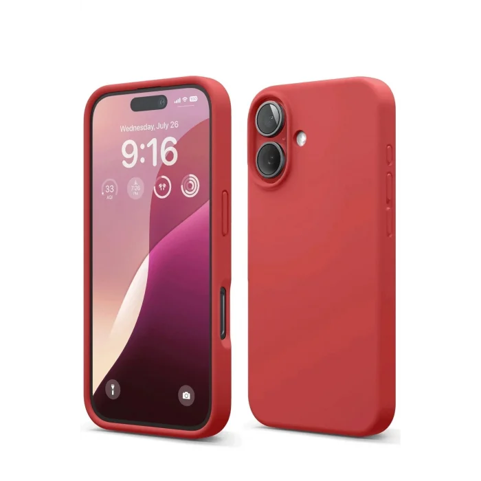 iPhone 16 Kılıf Nano içi Kadife Silikon - Kırmızı-(5796) - EMTHBA2206-1770