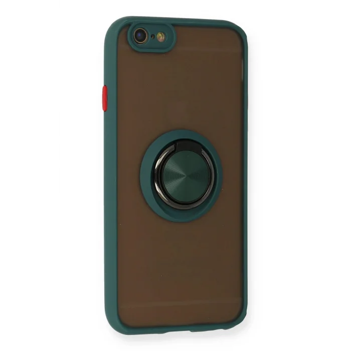 iPhone 6 Kılıf Montreal Yüzüklü Silikon Kapak - Yeşil-(5796) - EMTHBA7596-2021