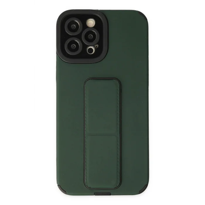 iPhone 12 Pro Max Kılıf Mega Standlı Silikon - Yeşil-(5796) - VOANFD4175-3872