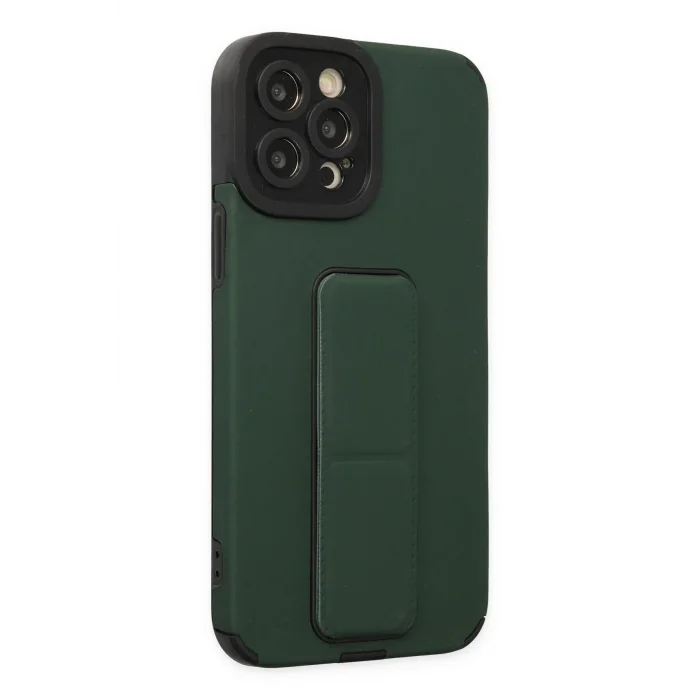 iPhone 12 Pro Max Kılıf Mega Standlı Silikon - Yeşil-(5796) - VOANFD4175-3872
