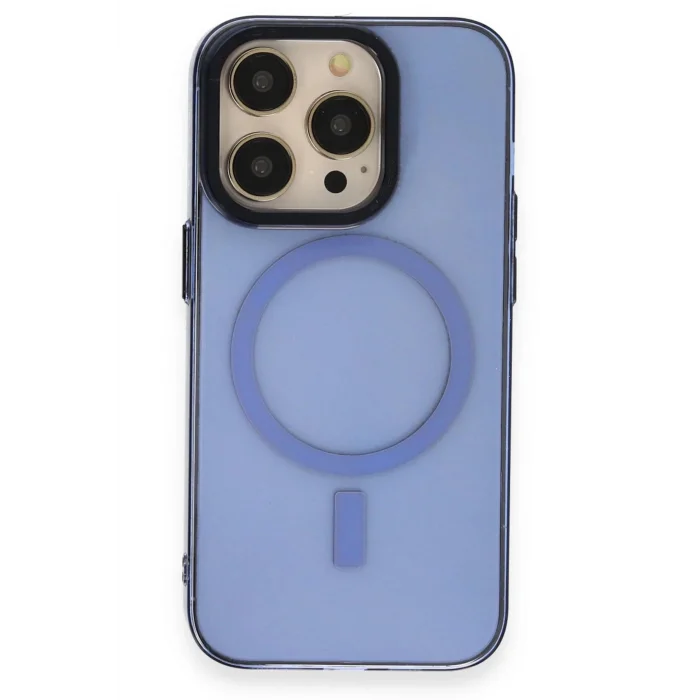iPhone 14 Pro Max Kılıf Anka PC Magneticsafe Sert Metal Kapak - Sierra Blue-(5796) - EMTHBA6579-2